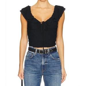 NEW FREE PEOPLE love you more tee in black